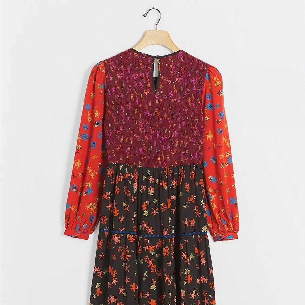 Anthropologie Bl-nk Brittany Floral Smocked Maxi Dress Sz XS Z526-40_4